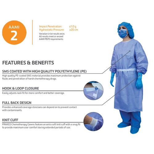 Chemotherapy Isolation Gowns 10ea/5bg/cs Chemotherapy Isolation Gowns 10ea/5bg/cs