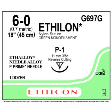 ETHILON 6/0 P-1 12/BX