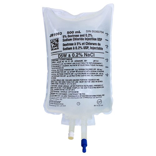 IV Dextrose 5% NACL 0.2% 500ML 24/CS