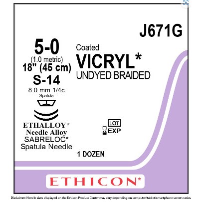 Vicryl 5/0 S-14,S-14 UNDYED 12/BX