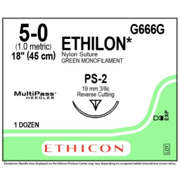 ETHILON 5/0 PS-2 GREEN 12/BX