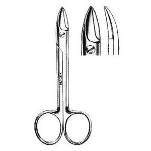 Wire Scissors Curved Serrated 4"