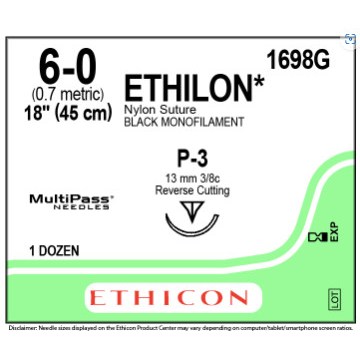 ETHILON 6/0 P-3 12/BX