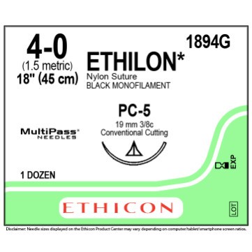Ethilon 4/0 PC-5 12/bx