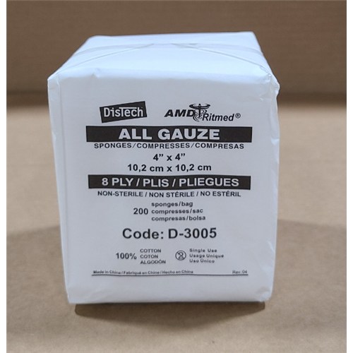 GAUZE 4X4 8ply 200/20BG/CS