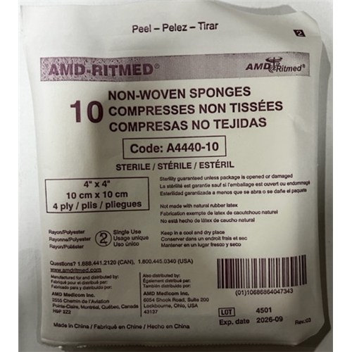 Gauze 4x4 4ply Sterile 100 packs/case