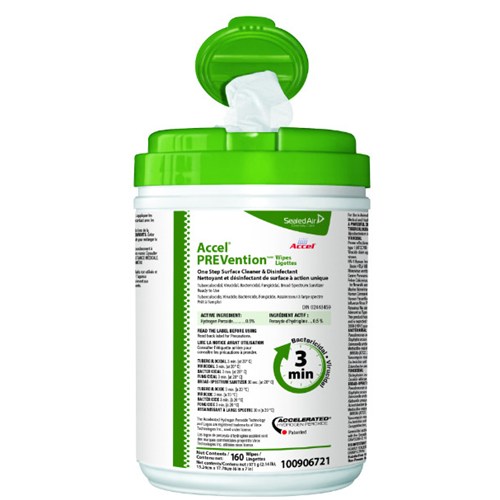 Accel PREVention Wipes 6x7" 160/12CT/CS