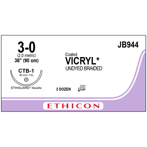 Vicryl 3/0 CTB-1 Undyed 36/bx