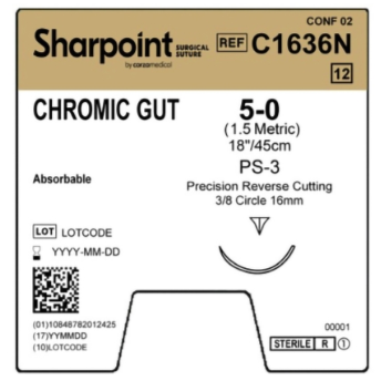 5/0 Chromic Gut PS-3 12/bx 5/0 Chromic Gut PS-3 12/bx