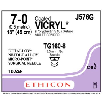 Vicryl 7/0 TG60-8 12/bx