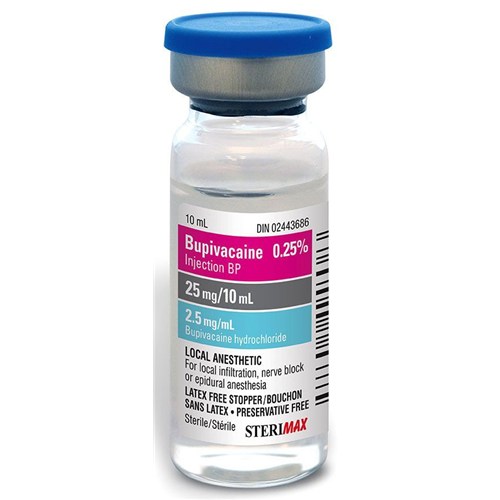 Bupivacaine Injectable 0.25% 10ml 10/ty