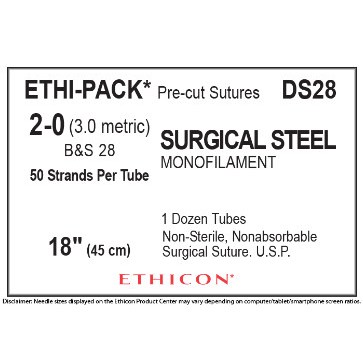 ETHIPACK SURGICAL STEEL 18 2/0 12TB/BX