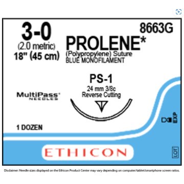 PROLENE 3/0 PS-1 12/BX