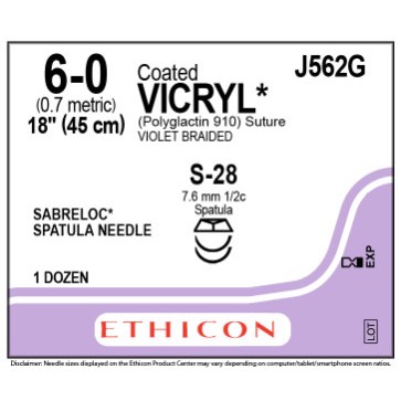 VICRYL 6/O S-28,S-28 12/BX