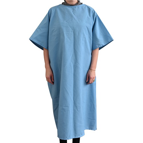 Patient Cloth Gown Blue w/Ties 12ea/pack