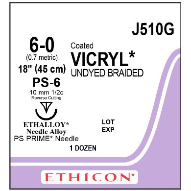 VICRYL 6/0 PS-6  12/BX