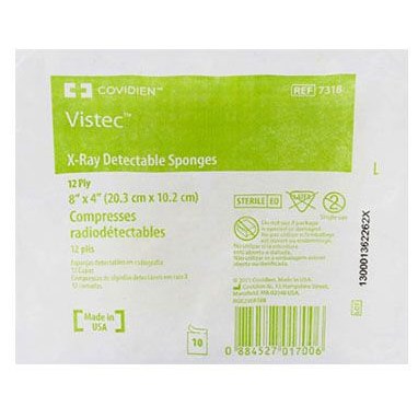 X-Ray Detect.Gauze 4x8 12Ply 10/80TY/CS