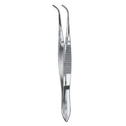 Eye Dressing Forcep Curved Serrated 4"