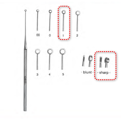 Buck Ear Curette Sharp sz. 1
