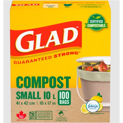 Glad Compostable Bag Small 100/8bx/cs Glad Compostable Bag Small 100/8bx/cs