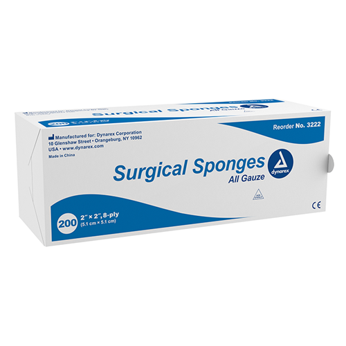 GAUZE NON STERILE 2x2" 8PLY 200/25BG/CS