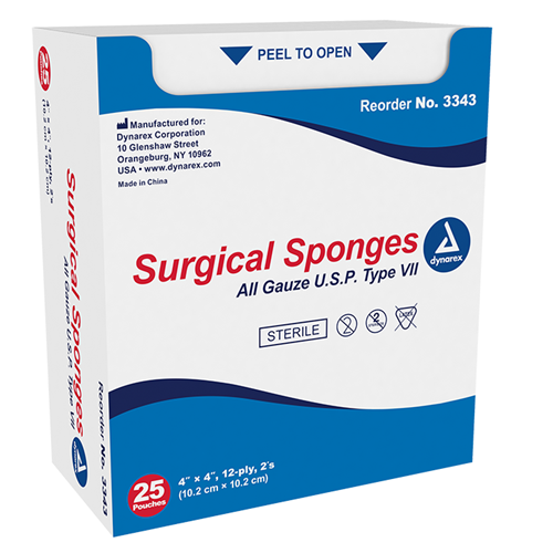 Gauze Sterile 4x4 12ply 2/25E/24TY/CS