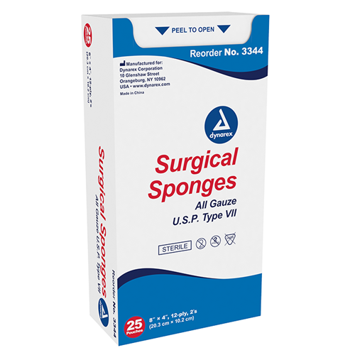 Gauze Sterile 8x4 12ply 2/25EV/20TY/CS