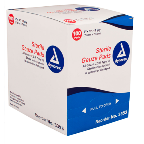 Gauze Sterile 3x3 12ply 1/100E/24TY/CS