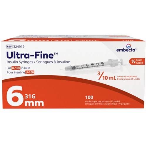Ultra-Fine 3/10cc Insulin 31g x 6mm 100/