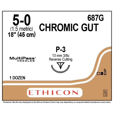 CHROMIC GUT 5/0 P-3  12/BX