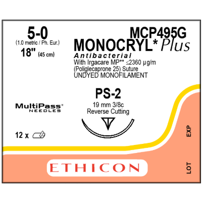 Monocryl Plus Undyed 5/0 PS-2 12/bx