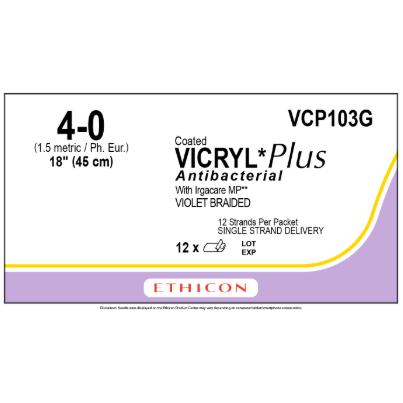 Vicryl Plus Violet  4/0 No Needle 12/bx