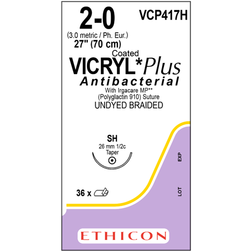 Vicryl Plus Undyed 2/0 SH 36/bx