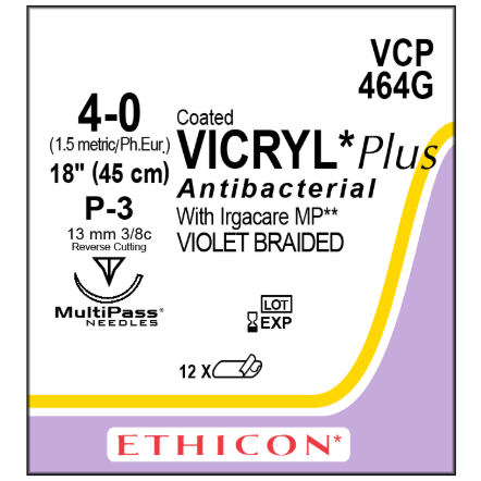 Vicryl Plus Violet  4/0 P-3 12/BX