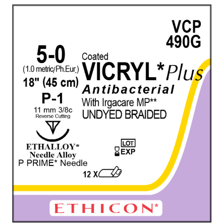 Vicryl Plus Undyed  5/0 P-1 12/BX