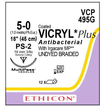 Vicryl Plus Undyed  5/0 PS-2 12/BX