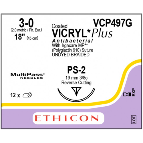 Vicryl Plus Undyed  3/0 PS-2 12/BX