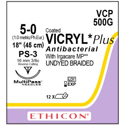 Vicryl Plus Undyed  5/0 PS-3 12/BX