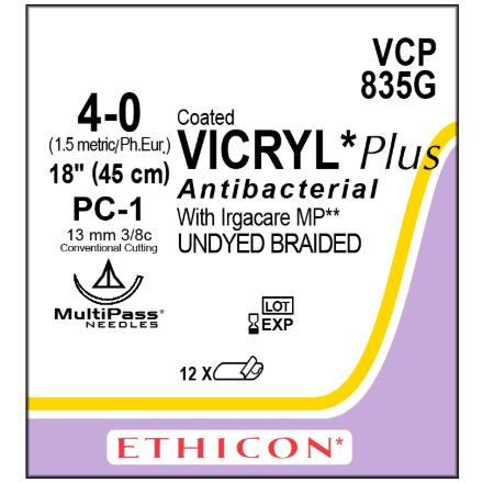 Vicryl Plus Undyed 4/0 PC-1 12/bx
