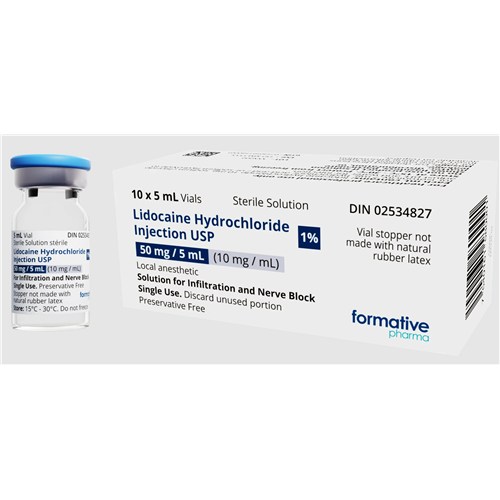 Lidocaine Inj 1% Plain 5mL 10vial/bx
