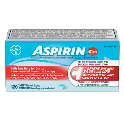 ASPIRIN COATED LOW DOSE 81MG TAB'S 120/B