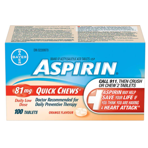 ASPIRIN QUICK CHEW TABS 81MG 100/BX