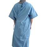 Patient Cloth Gown Blue w/Ties 12ea/pack