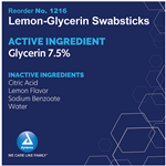 Lemon/Glycerin Swabsticks 3's 25/10BX/CS