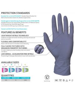 PRIMED® Blueberry™ Nitrile Gloves Large